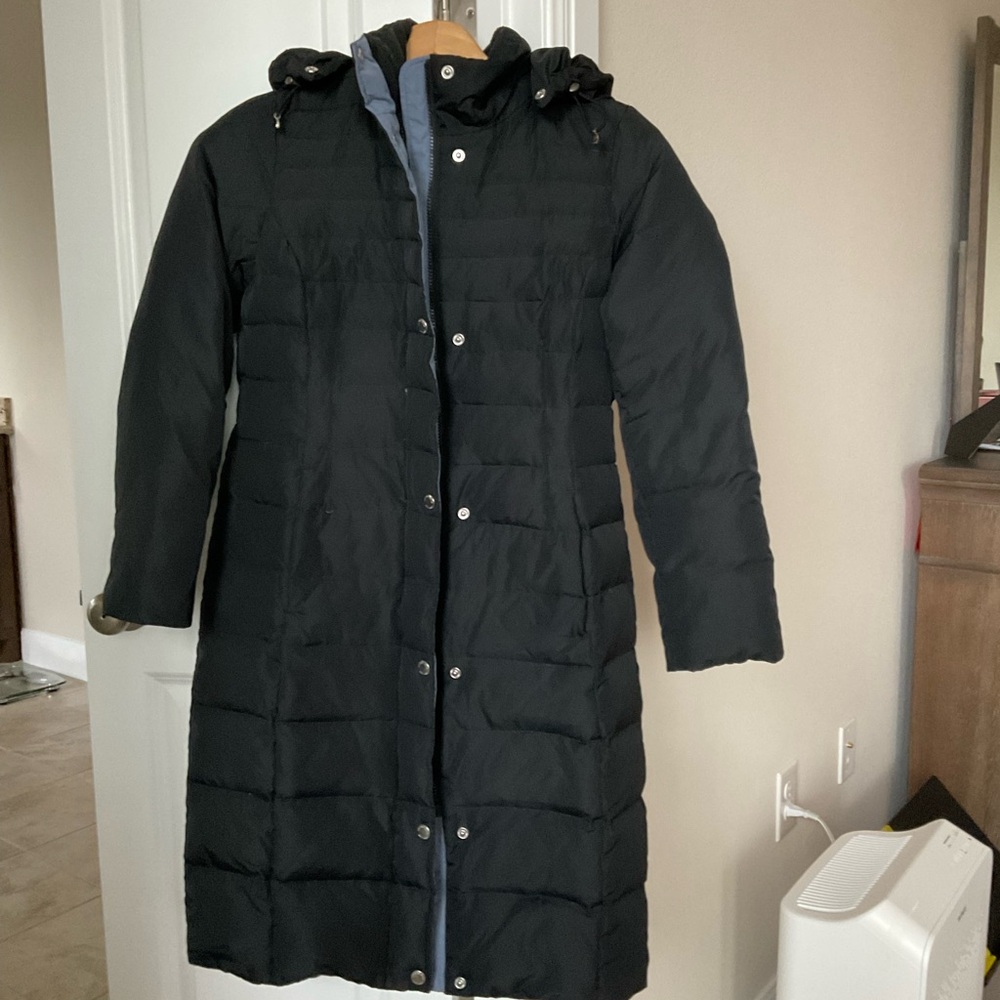 Lands' End Women's Black Long Down Puffer Coat